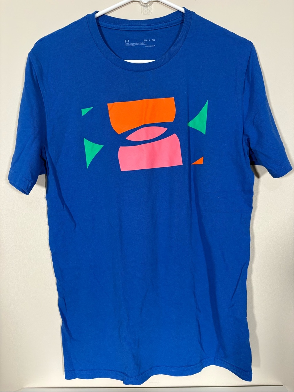 Under Armour Royal Blue Short Sleeve Tee with Neon Orange, Pink & Green Graphic